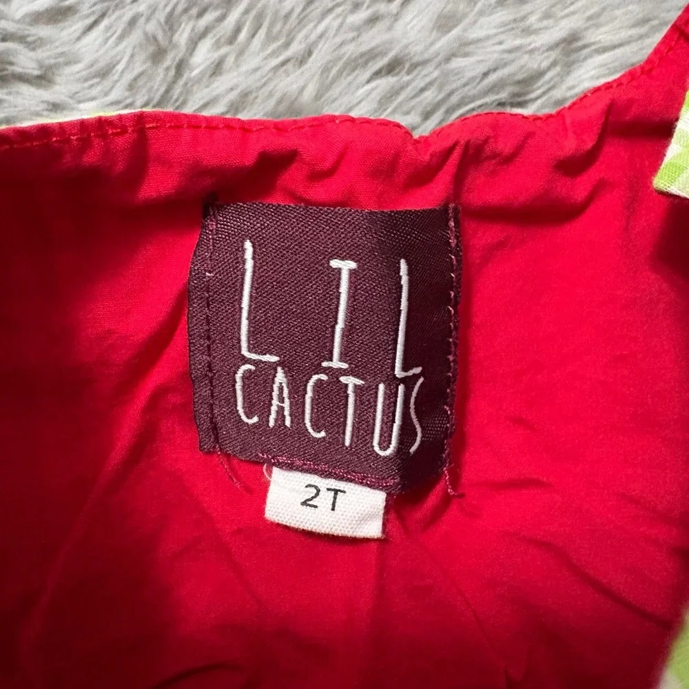 Lil Cactus Smocked Christmas‎ Overall Green Plaid Candy Cane Toddler 2T